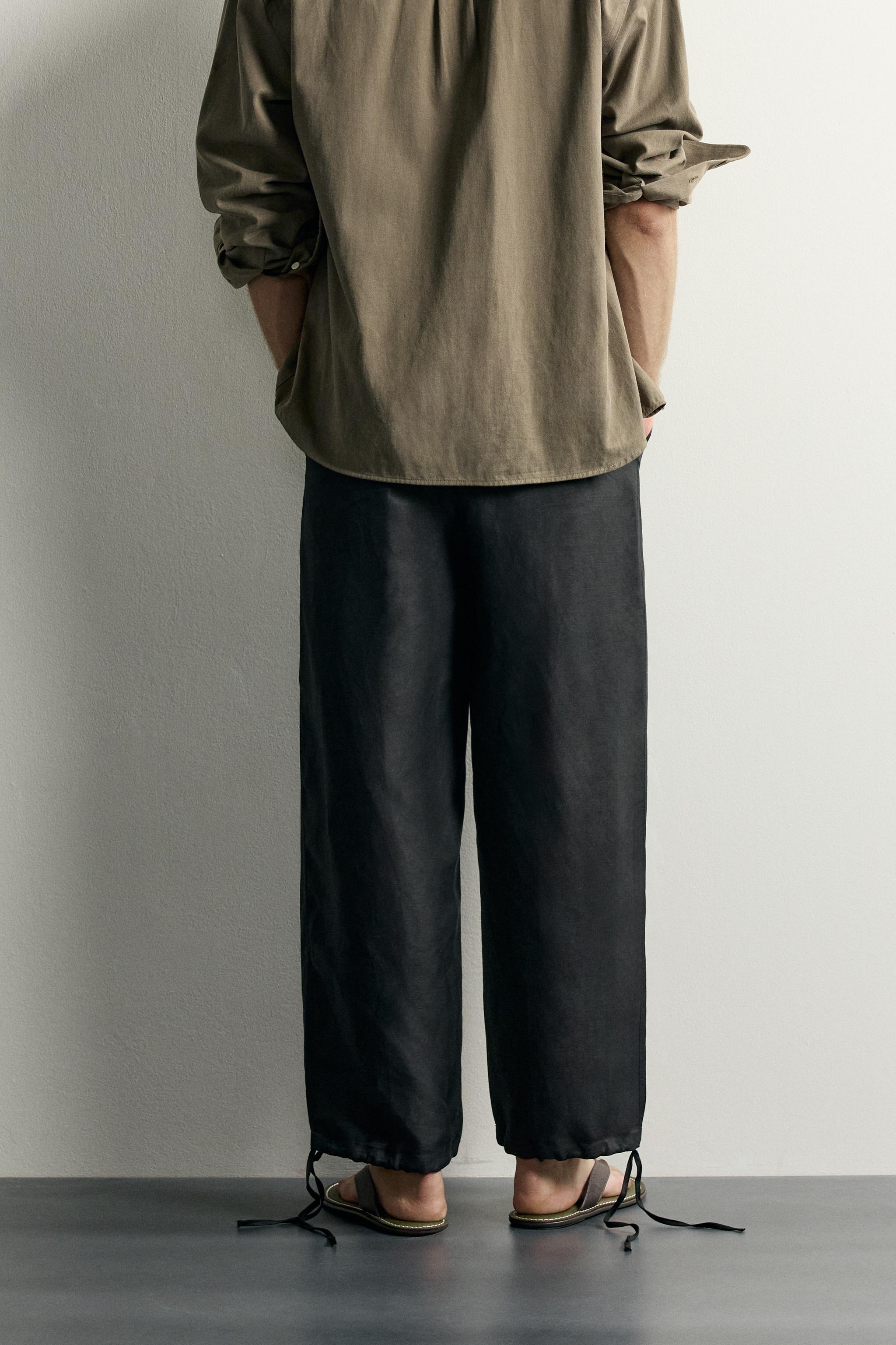 Мужские брюки Zara LINEN-VISCOSE RELAXED FIT PANTS — фото 3
