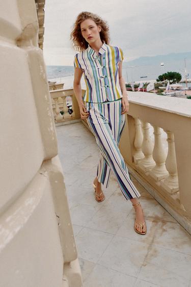STRIPED STRAIGHT-LEG TROUSERS - Multicoloured by Zara - Image 2