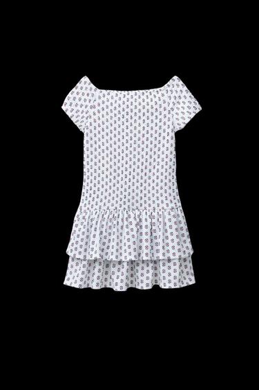 KLEID MIT STRUKTURMUSTER UND VOLANT - Cremefarben / Schwarz von Zara - Bild 0