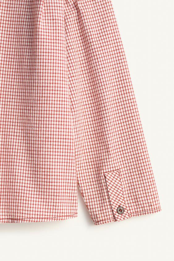 CHEMISE CARREAUX COTON LIN LIMITED EDITION - Écru / Rouge | ZARA France