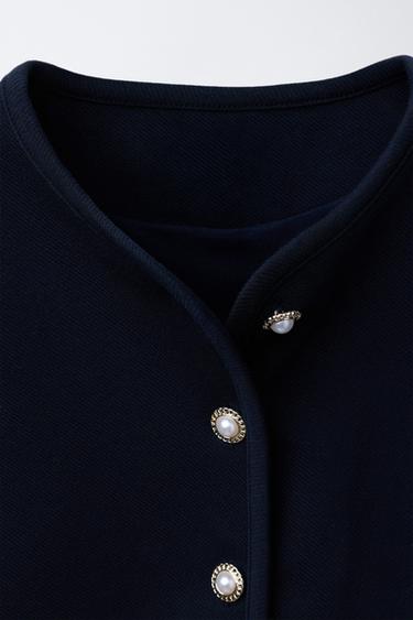 VESTE À BOUTONS ET PERLES - Bleu marine de Zara - Image 2
