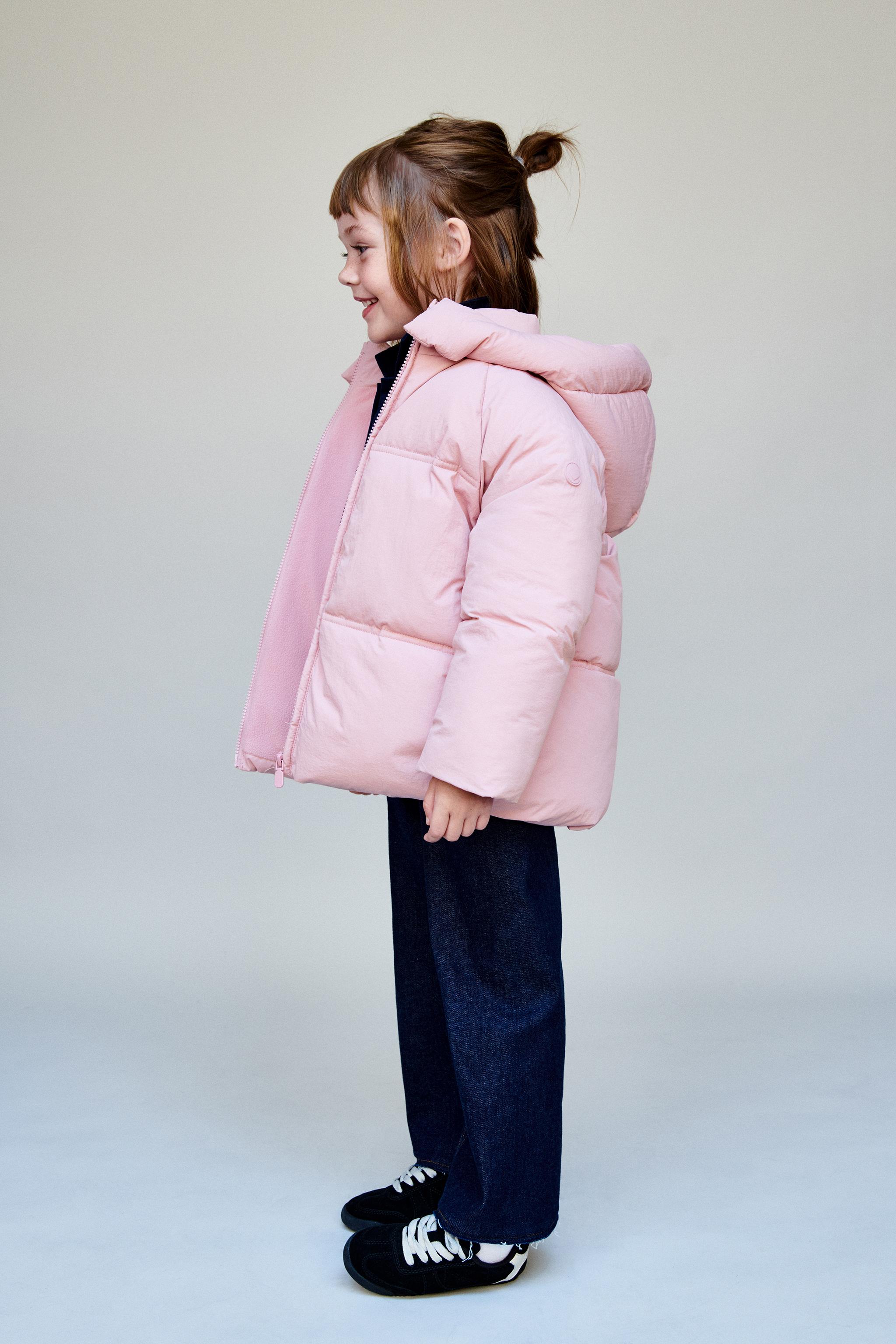 ZARA ナイロンパフジャケット ダウンジャケット ピンク WATER RESISTANT AND WIND PROTECTION ダウンジャケット RECCO