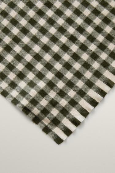 CHRISTMAS GINGHAM FRINGE BLANKET — Green 2