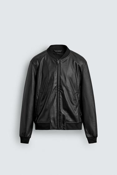 LEATHER EFFECT BOMBER JACKET - Black by Zara