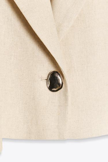 LINEN BLEND SHORT WAISTCOAT - Light beige by Zara - Image 6
