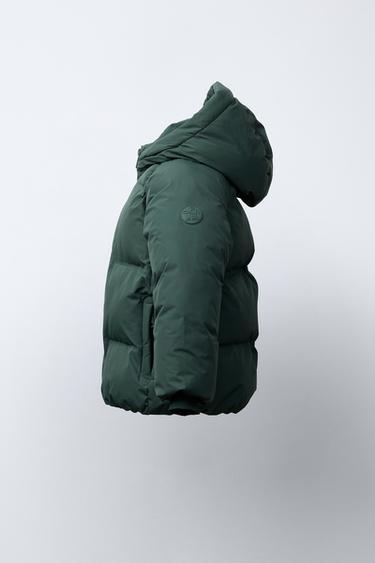 WATER-REPELLENT QUILTED COAT WITH HOODIE - Green by Zara - Image 4
