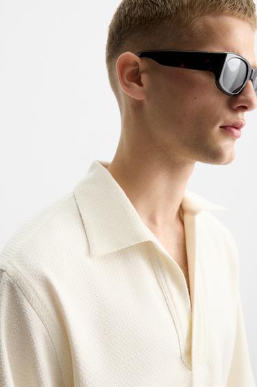 RELAXED FIT TEXTURED POLO SHIRT - Ecru by Zara - Image 5
