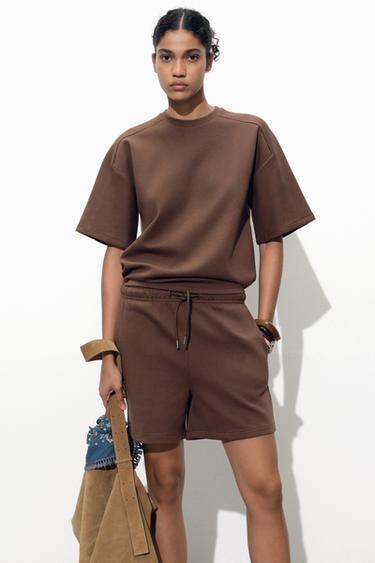 SHORT SLEEVE INTERLOCK SWEATSHIRT - Brown by Zara - Image 1