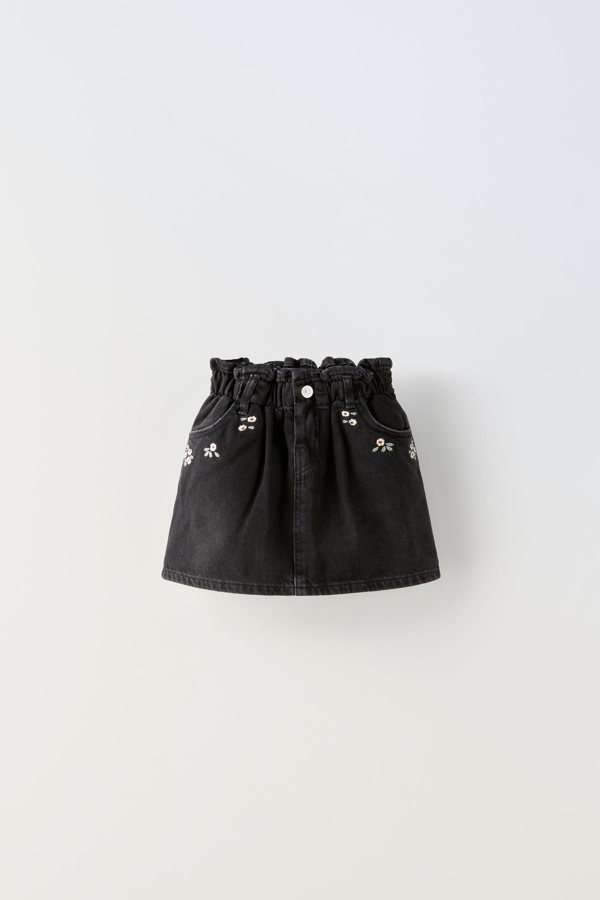 Black embroidered outlet skirt zara