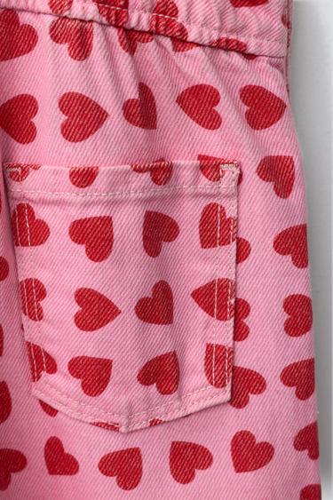 LONG TWILL DUNGAREES WITH HEARTS - Pink by Zara - Image 3