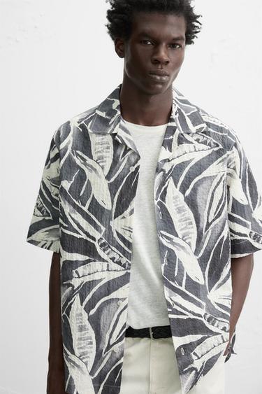 SEERSUCKER PRINT SHIRT - Dark grey by Zara