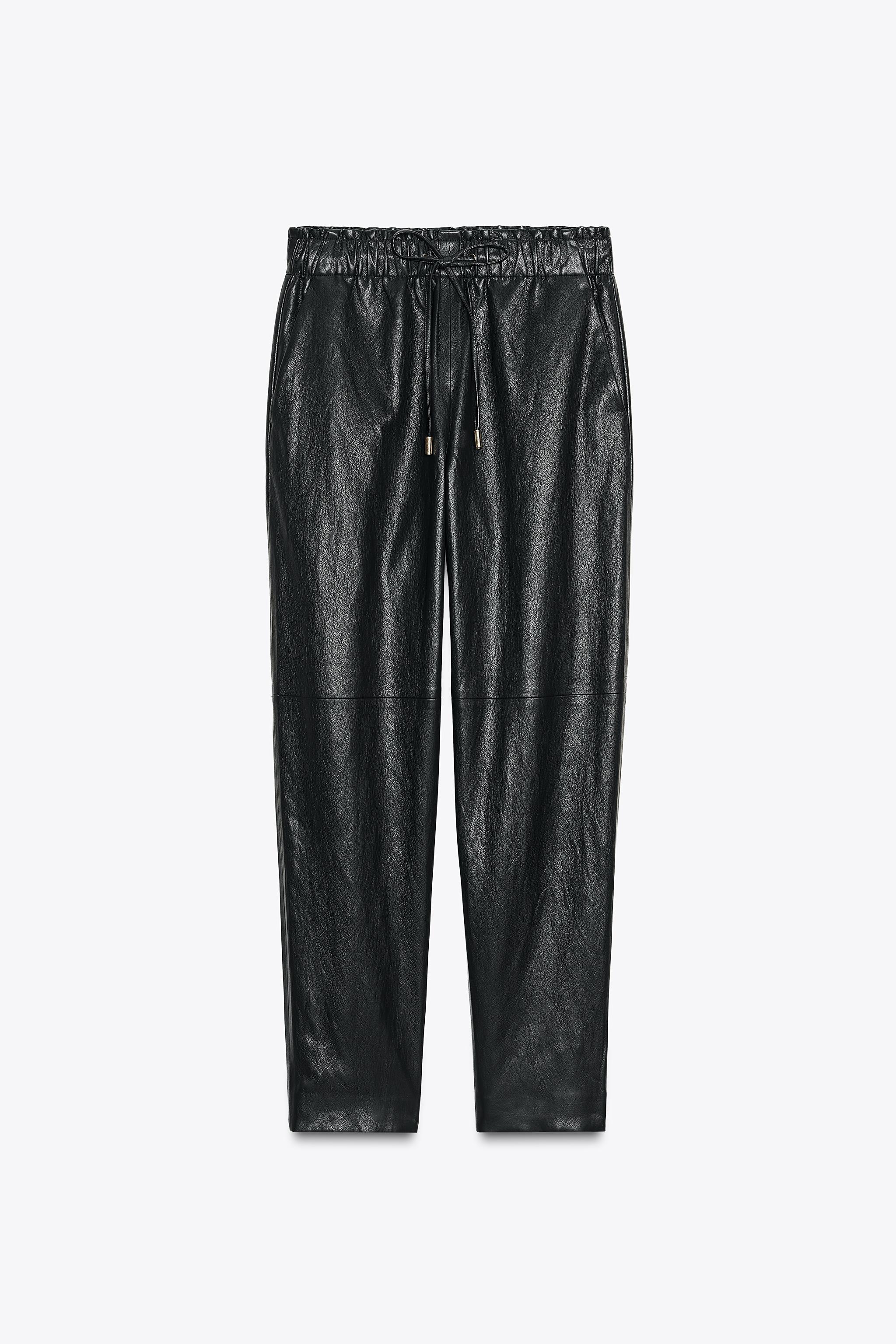 23ss fcrb「SYNTHETIC LEATHER PANTS FAZAIQILUO Women's High Waisted Synthetic Leather Pants