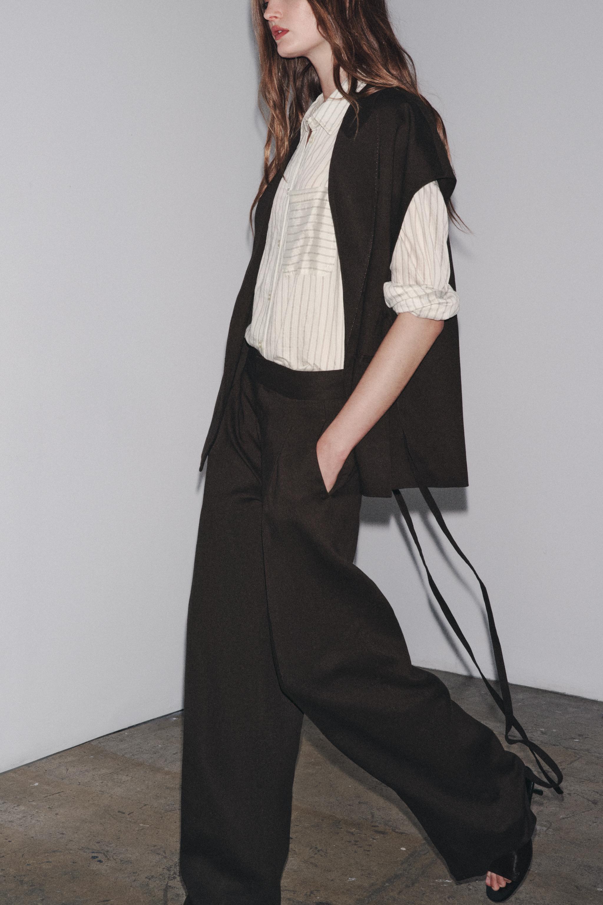 PLEATED LINEN BLEND PANTS ZW COLLECTION - White | ZARA