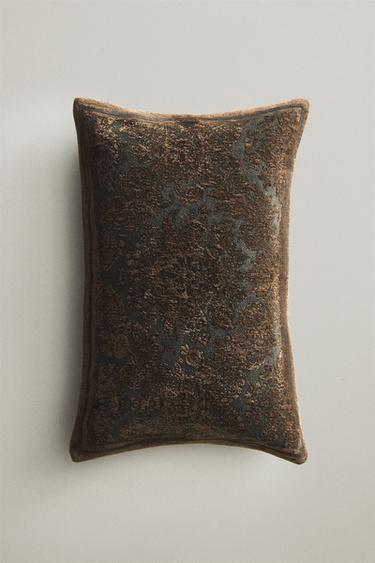 Zara JACQUARD CHENILLE CUSHION COVER - Khaki