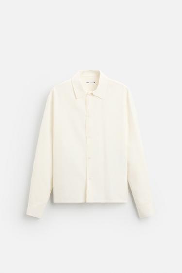 STRIPED FLOWING SHIRT - Oyster-white by Zara