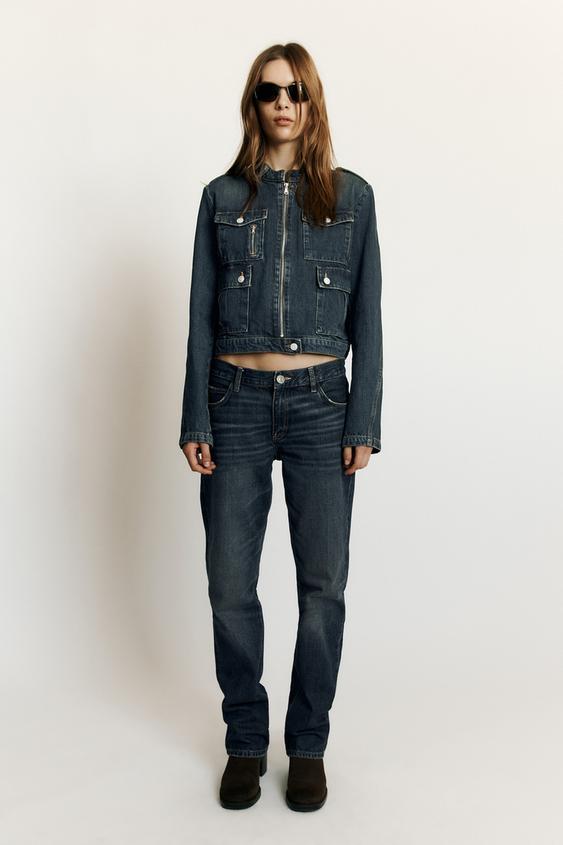 STRAIGHT FIT TAILLE MI-HAUTE TRF JEANS - Bleu marine de Zara - Image 0