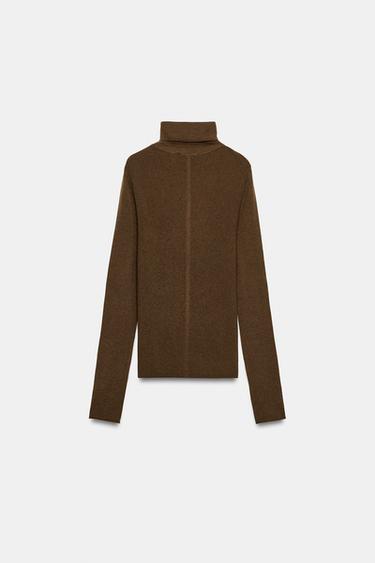 WOOL KNIT HIGH NECK JUMPER - Khaki by Zara - Image 8