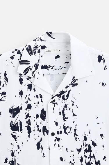 CHEMISE ÉLASTIQUE À IMPRIMÉ FEUILLES - Blanc de Zara - Image 7
