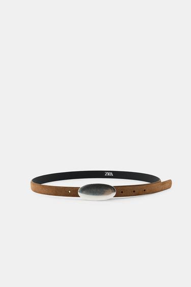 CINTURÓN PIEL HEBILLA OVALADA - Visón de Zara