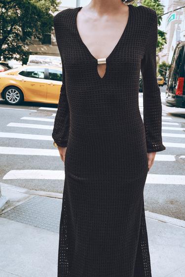 HARDWARE CROCHET MIDI DRESS - Brown by Zara - Image 3