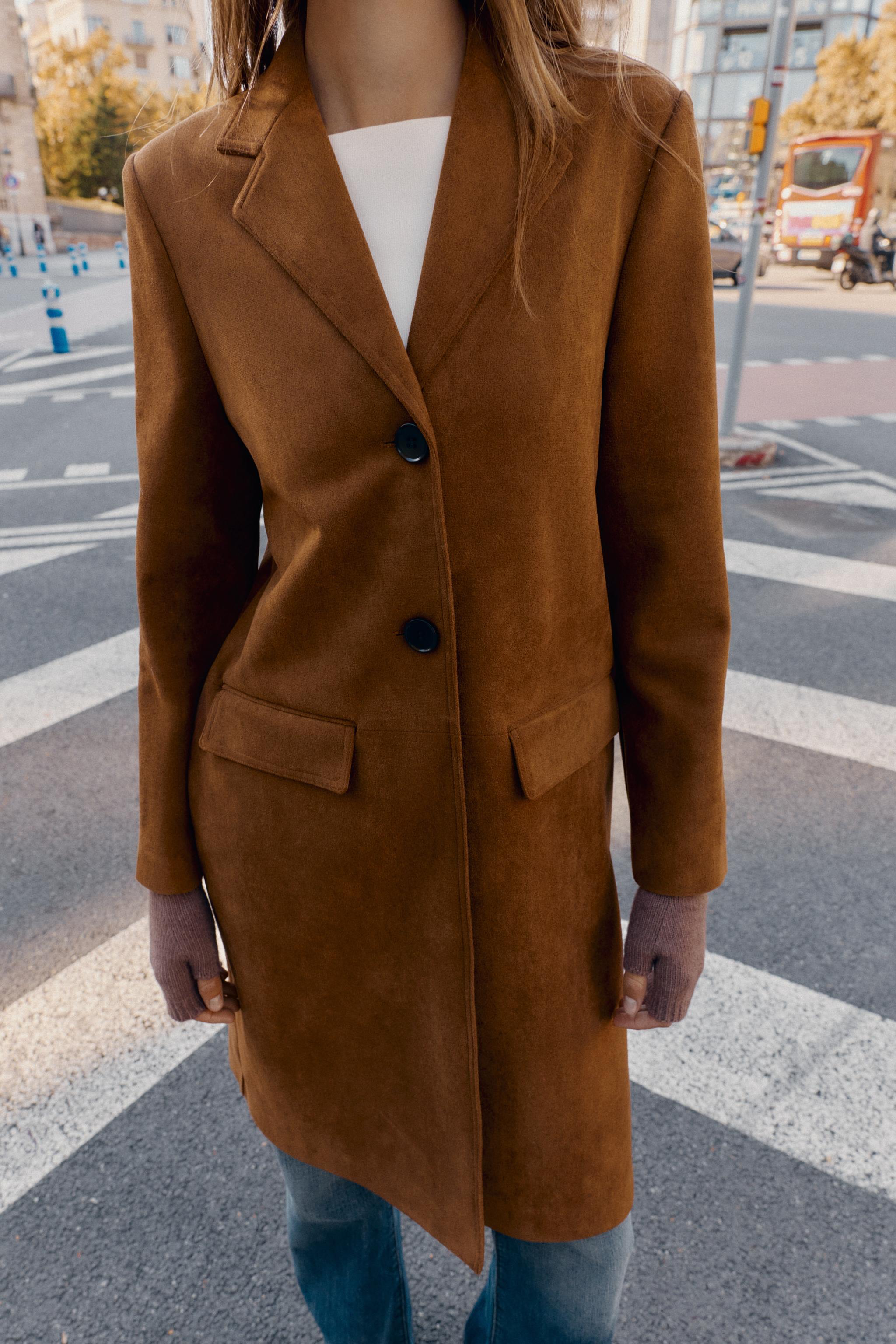 MANTEAU VESTE LONGUE EFFET DAIM