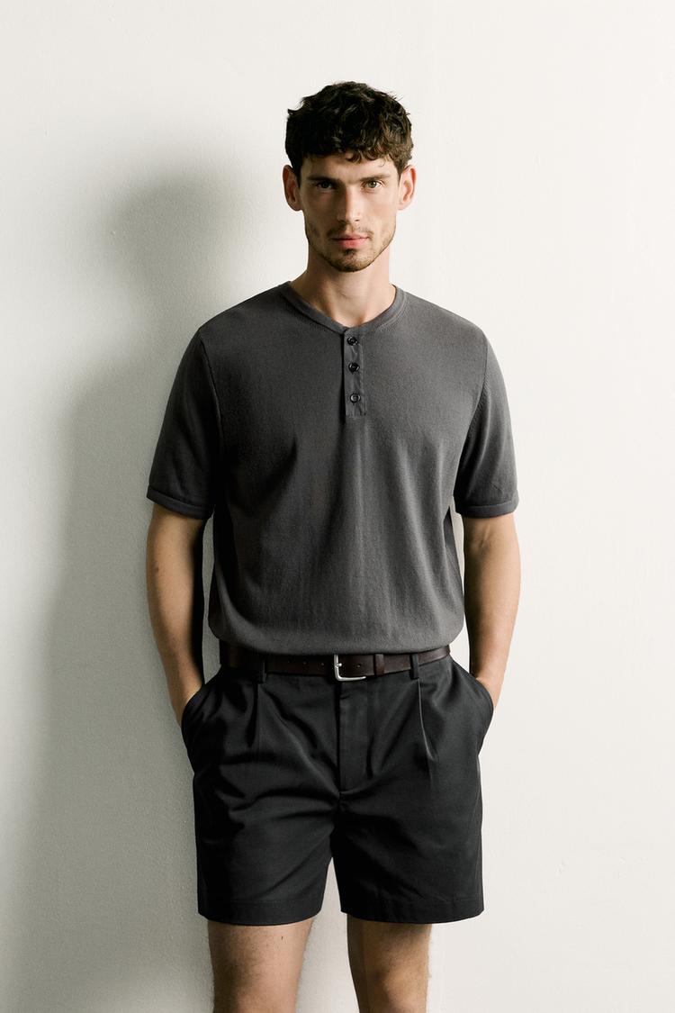 KNIT HENLEY T-SHIRT