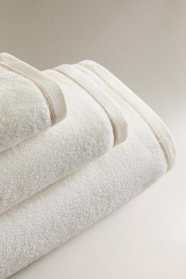 BATH TOWEL WITH METALLIC THREAD DETAIL - Oyster-white by Zara - Image 1