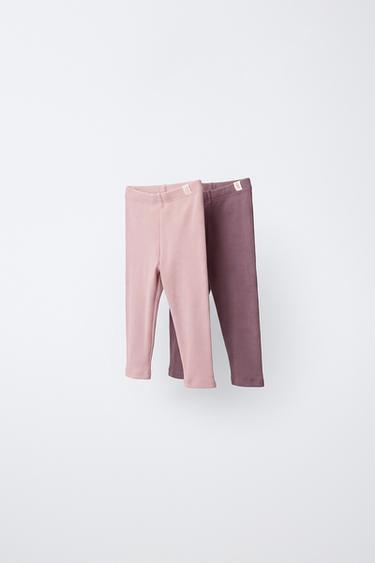 TWO-PACK OF PLAIN LEGGINGS - Pink / Mauve by Zara