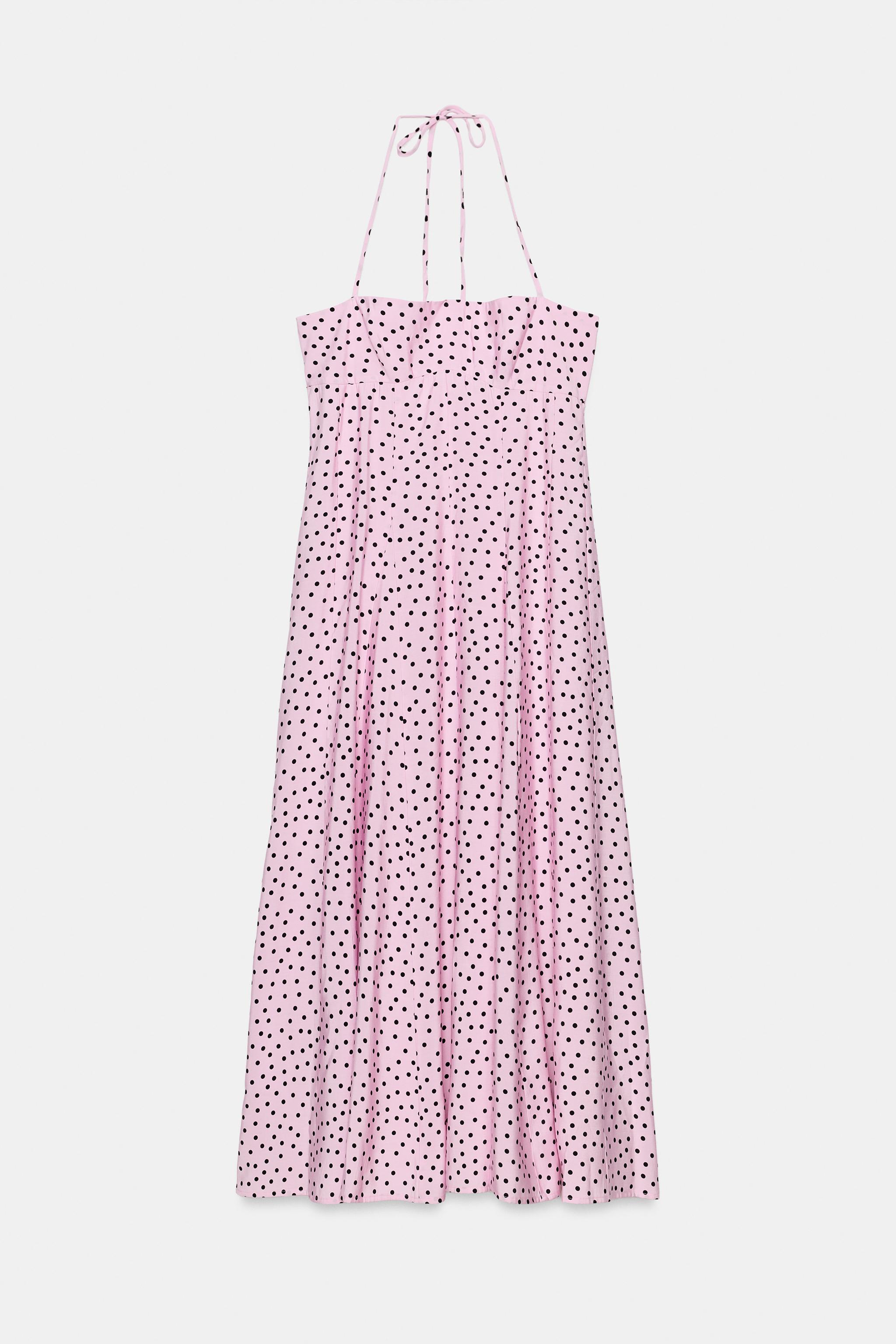 Zara Puantiye Desenli Hacimli Halter Midi Elbise görsel 3