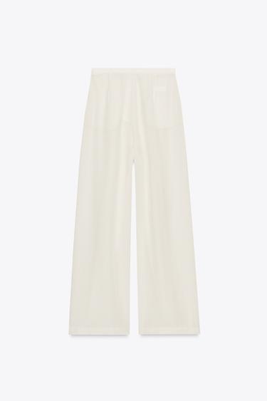 PANTALON LONGUEUR CHEVILLE MULTI PLIS - Écru de Zara - Image 7