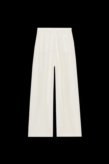 Zara FULL LENGTH MULTI PLEAT PANTS - Ecru