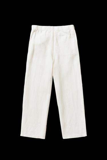 100% HEMP RELAXED FIT TROUSERS - Oyster-white by Zara