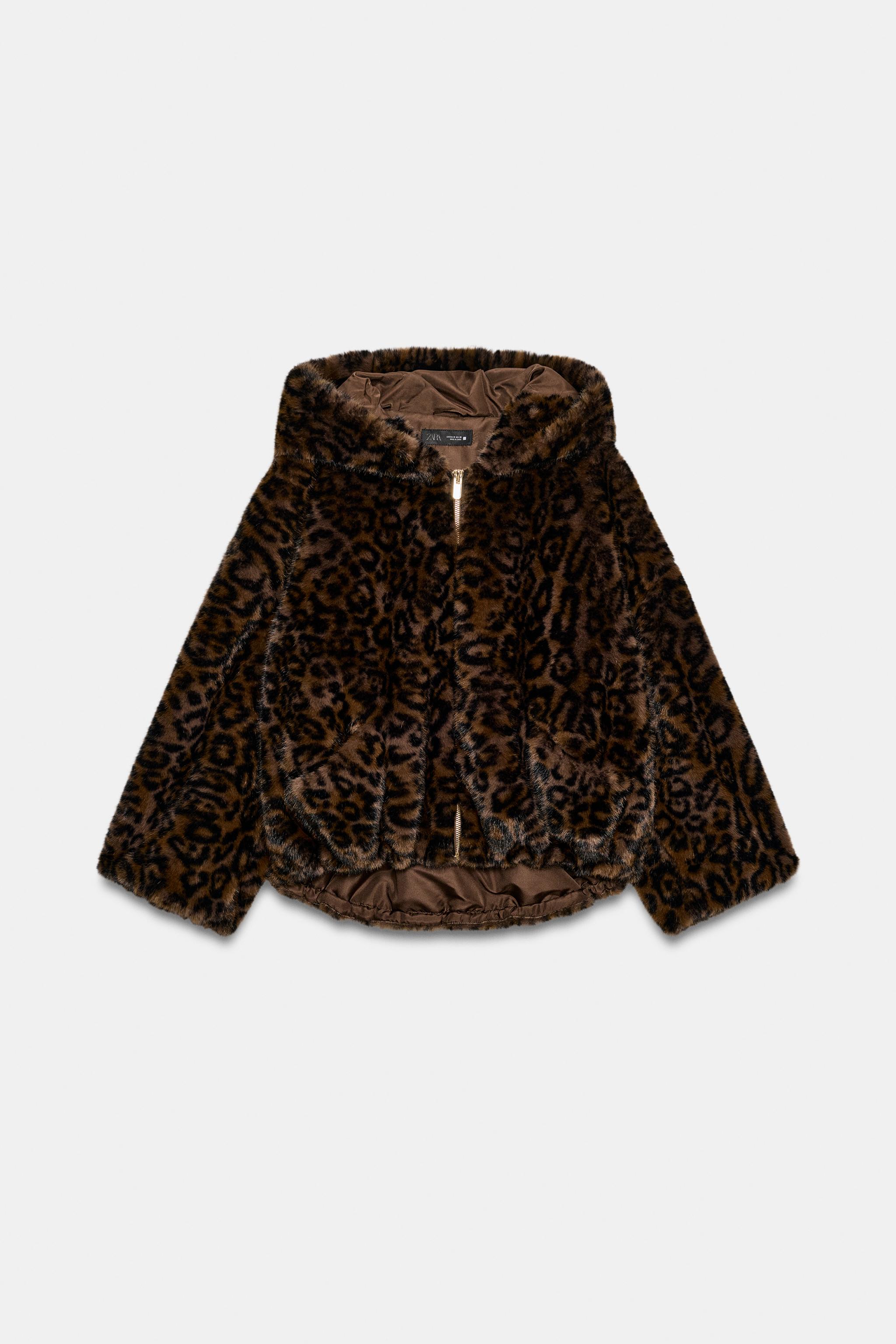 JAQUETA FAUX FUR COM CAPUZ - Leopardo / Torrado | ZARA Brasil