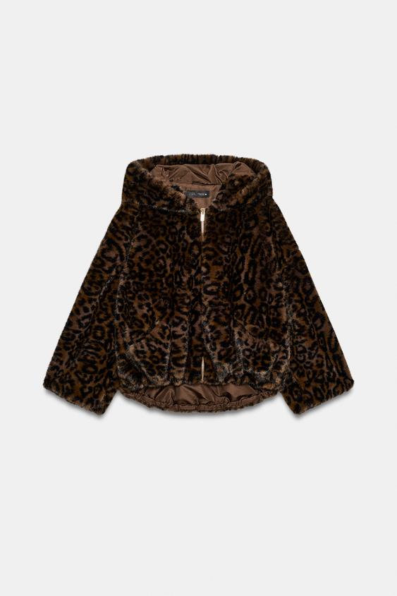 CAZADORA EFECTO PELO CAPUCHA - Leopardo / Tostado de Zara - Imagen 0