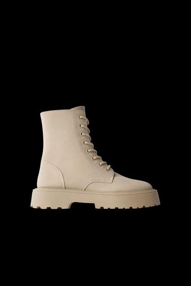 LACE-UP ANKLE BOOTS - Beige by Zara - Image 0