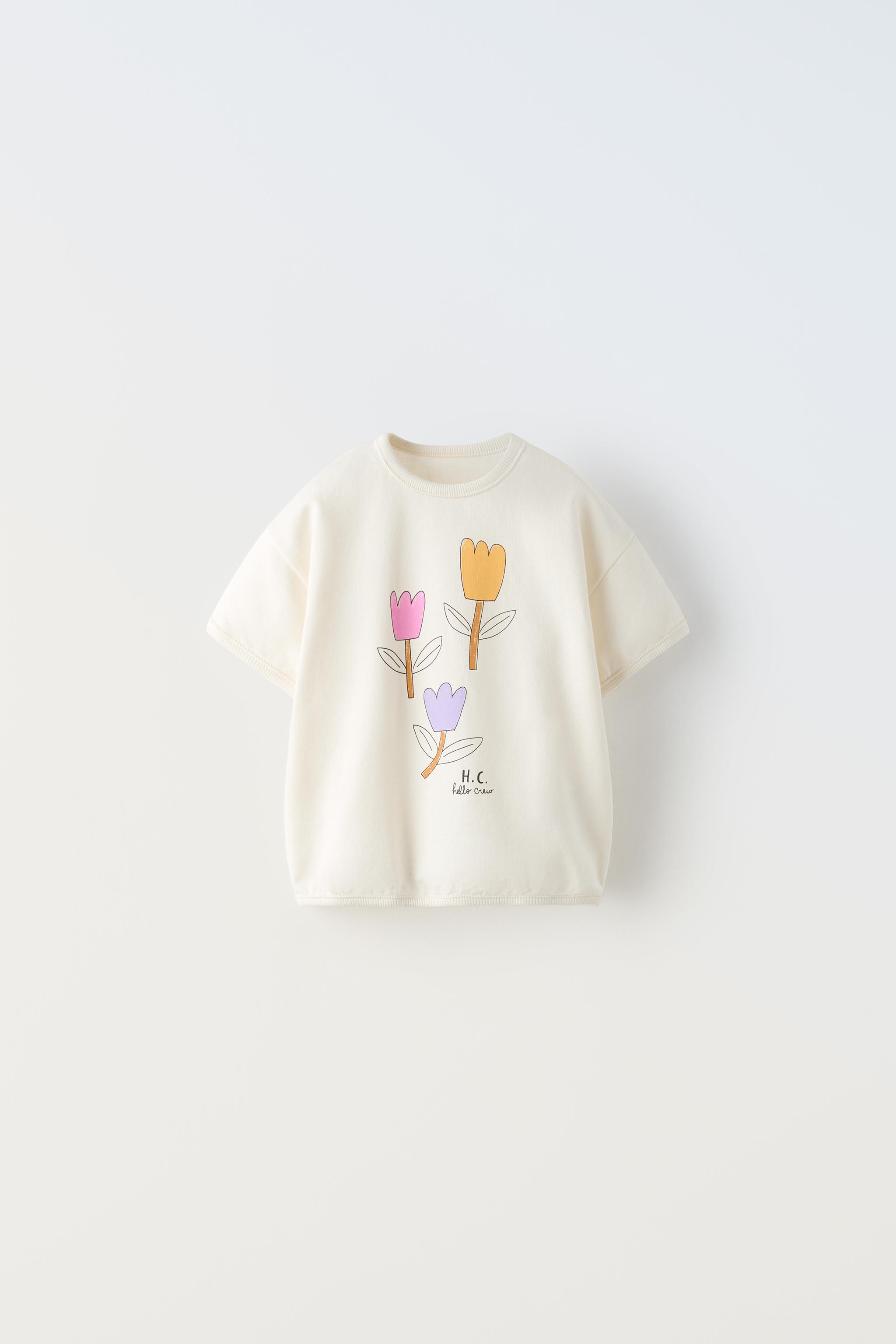 チューリッププリント Ｔシャツ - エクリュ | ZARA Japan / 日本