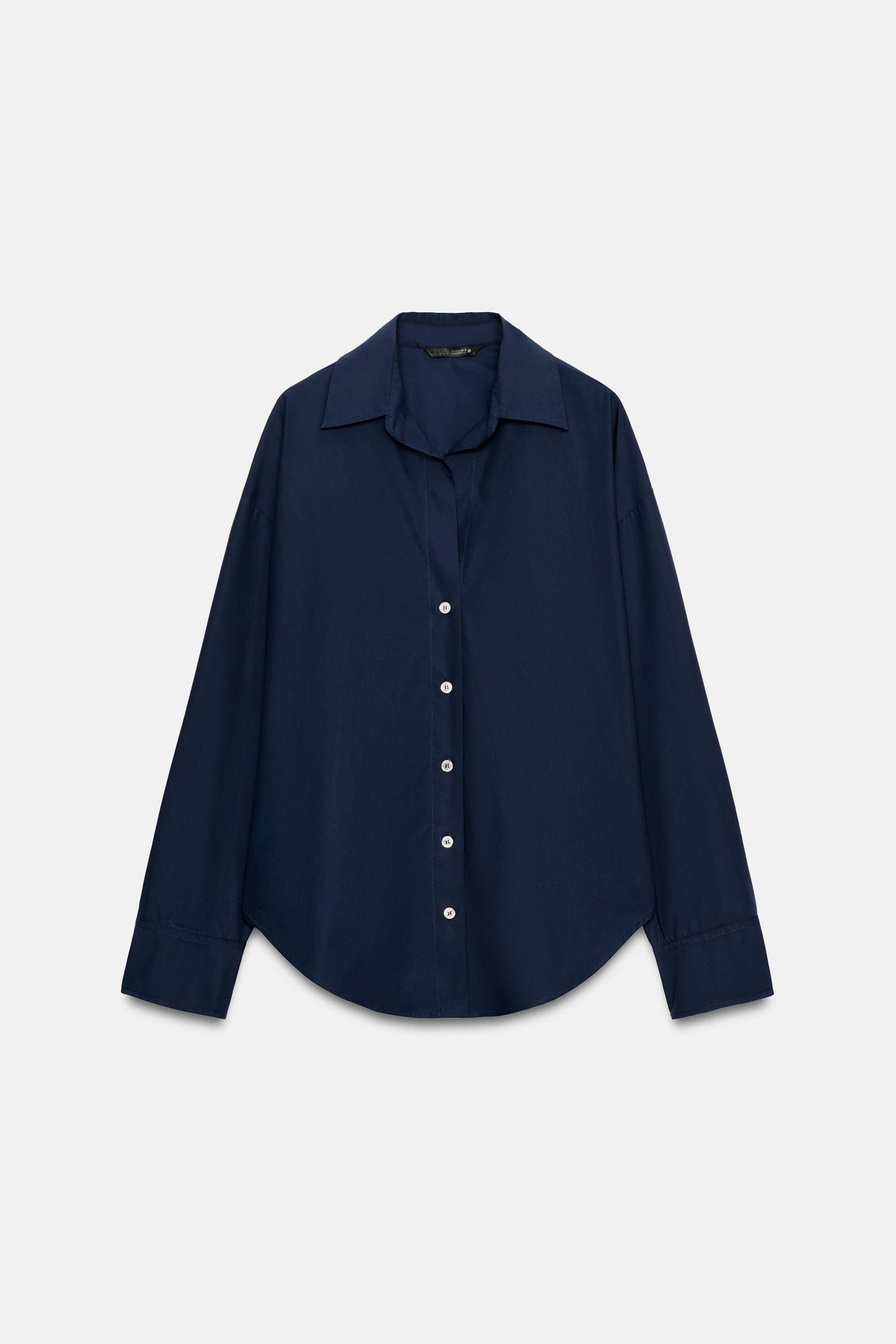BASIC POPLIN SHIRT — Navy blue