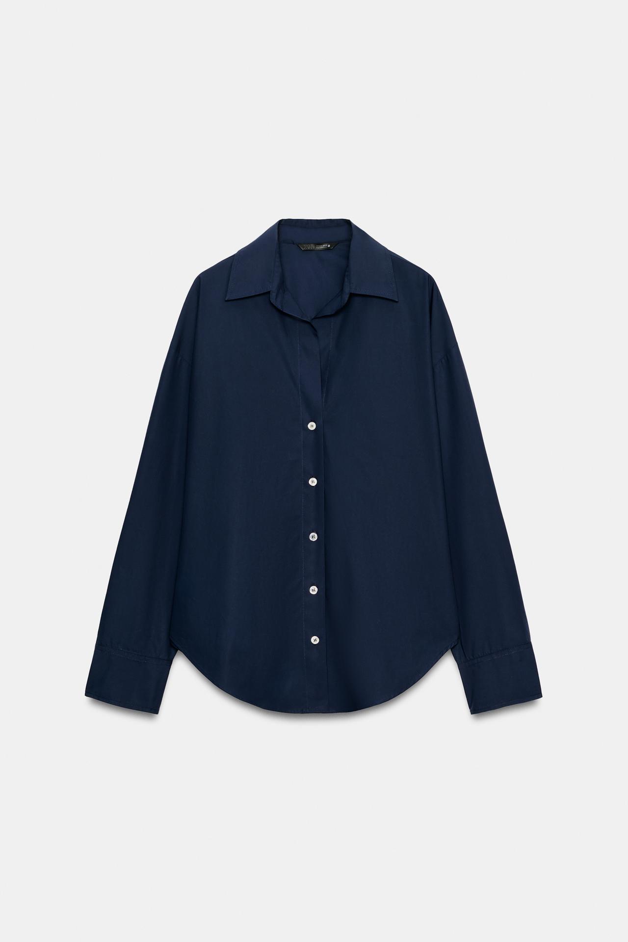 BASIC POPLIN SHIRT — Navy blue