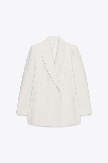 Zara DOUBLE-BREASTED BUTTON BLAZER - Ecru