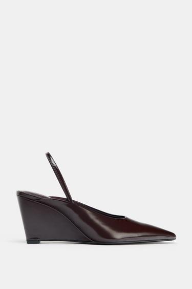ZAPATO TACÓN CUÑA - Rojo Burdeos de Zara
