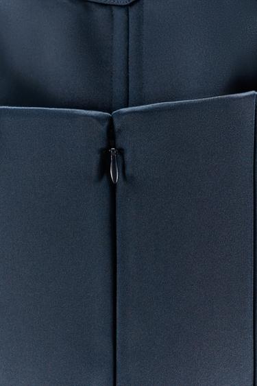 Zara SATIN EFFECT STRAPLESS DRESS - Blue