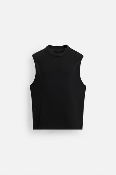 DÉBARDEUR EN MAILLE - Noir de Zara
