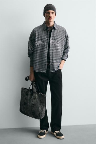 BOLSO SHOPPER DENIM EFECTO LAVADO - Negro de Zara - Imagen 0