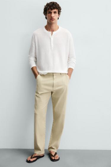 PANTALÓN CHINO ESTRUCTURA - Khaki claro de Zara