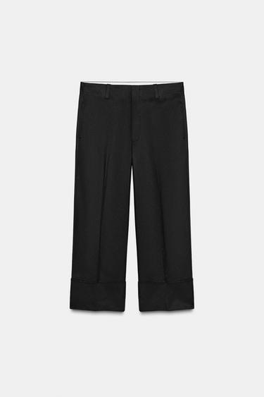 Zara ZW COLLECTION CUFFED PANTS - Black