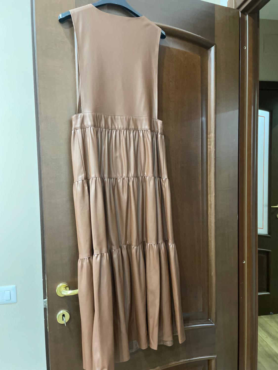 FAUX LEATHER RUFFLED PINAFORE DRESS - Image 2