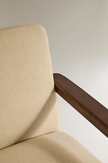 FAUTEUIL EN BOIS ET LIN - Beige foncé de Zara - Image 2