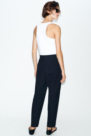 PANTALON À RAYURES - Bleu marine de Zara - Image 4