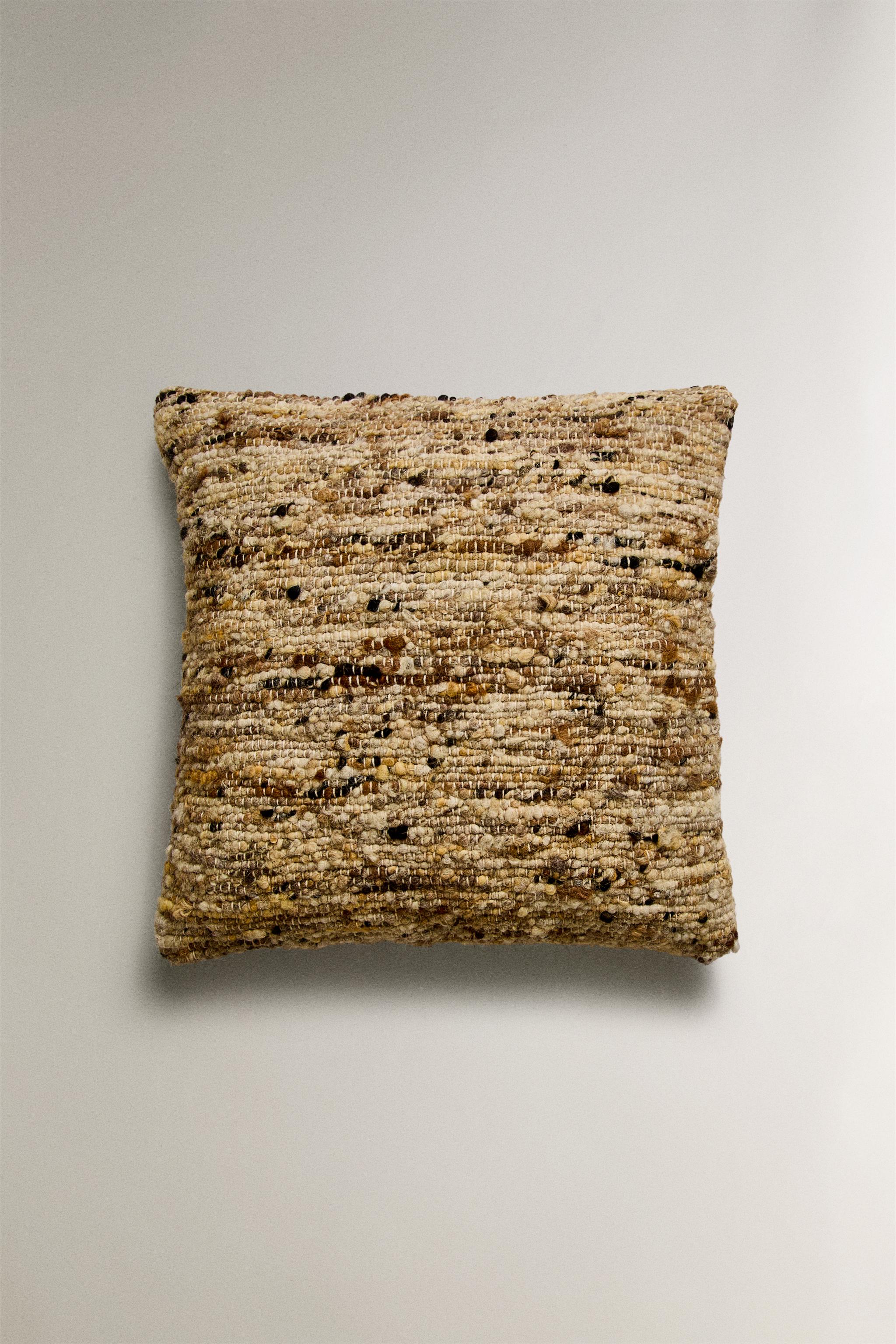 Housse De Coussin Zara Home - Chenille Beige, 45x45 Cm, 100% Polyester (NEUF)