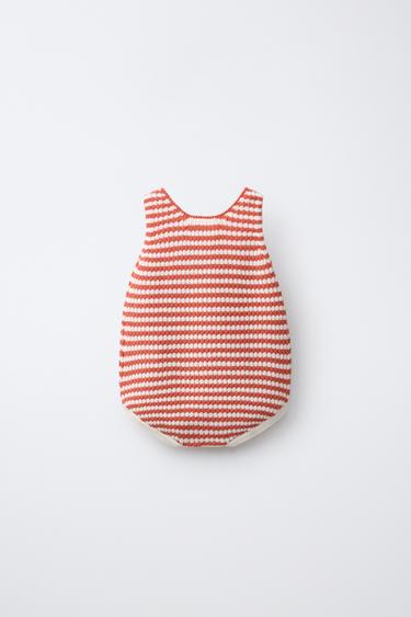 BODY EN MAILLE RAYURES POISSON BRODÉ - Écru de Zara - Image 1